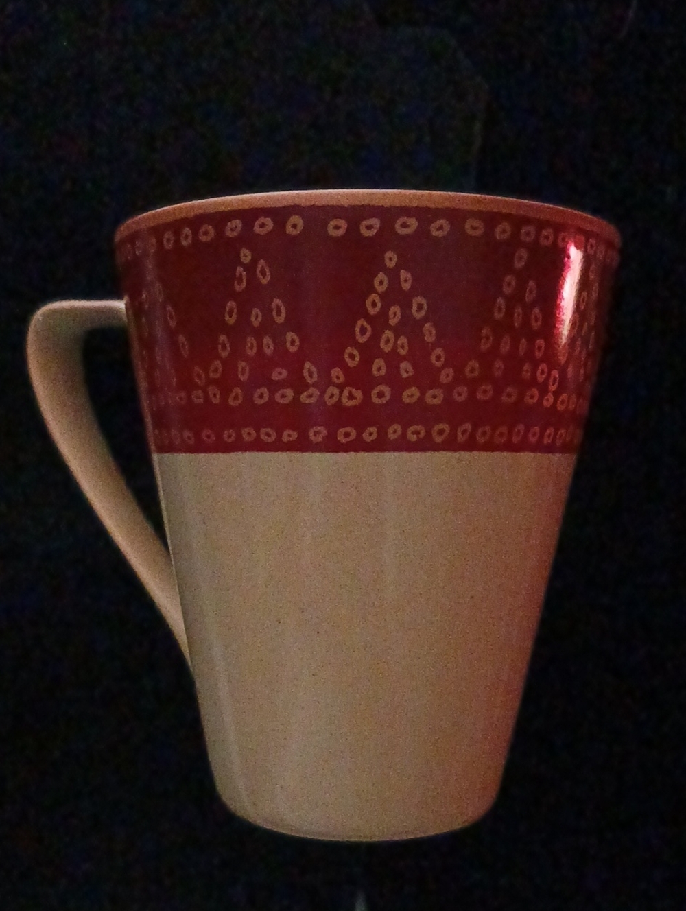 Pier 1 Red and Cream Ceramic Accent Mug